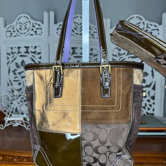 Coach Patchwork Tote Bag with Matching Clutch F06J-F10432 - Picture 4 of 8